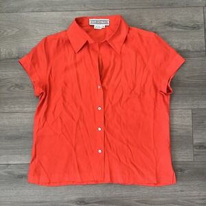 VTG Starington 100% Silk Blouse Top Womens Sz 12 Orange